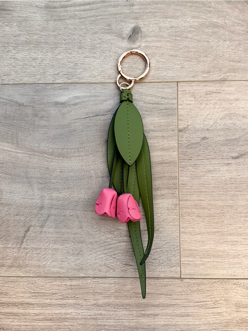 Leather Floral Bag Charm